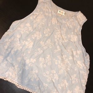NWOT Love Fire Blue and White Floral Tank Top